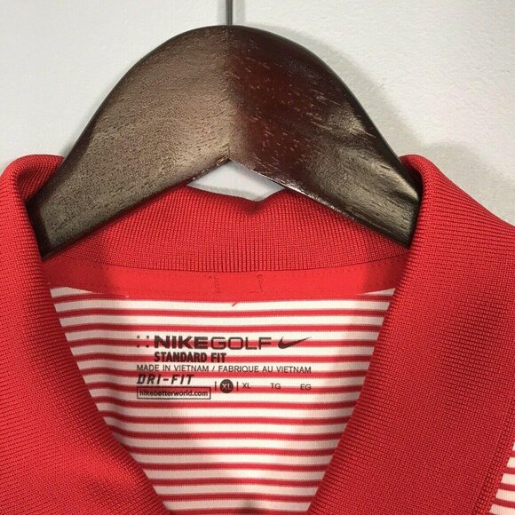 Nike Golf Dri-Fit Red & White Striped Men's Polo Shirt XL Extra Large - Picture 5 of 9